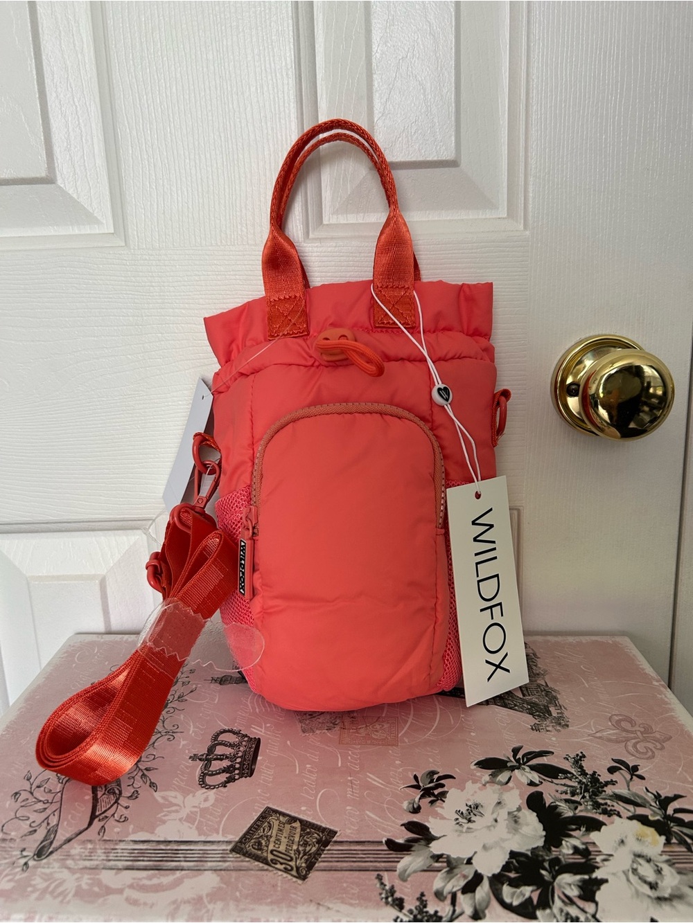 Wildfox Coral-Red Compact Crossbody Tote